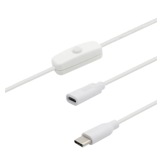 CABLE ALARGADOR USB-C BLANCO CON INTERRUPTOR - RASPBERRY PI 4